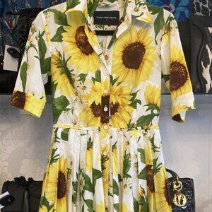 Samantha Sung Audrey Sunflower Print Shirtdress -Size 2